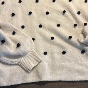 Madewell Black and White Crew Neck Sweater with Polka Dots